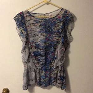 Chiffon Peplum Splatter Top